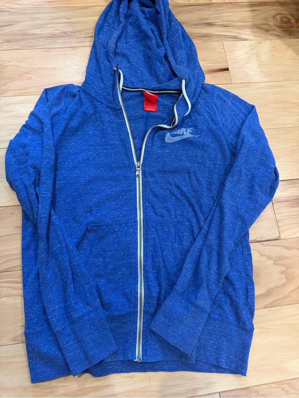 Nike Women’s Gym Vintage Full Zip Hoodie Large Blue Heather Lightweight